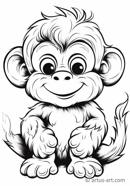 Página de colorir de macaco fofo para crianças